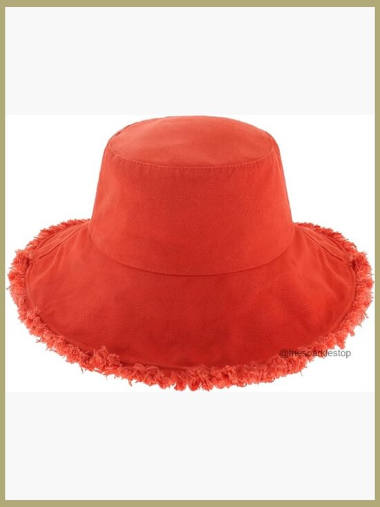 Frayed Bucket Hat Washed Cotton Floppy Wide Brim Boonie Outdoor Summer main image 4